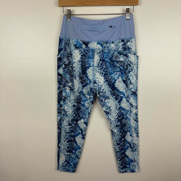 T by Talbots Womens Performance Interlock Leggings in Python Snake Blue Sz MP - Picture 6 of 13